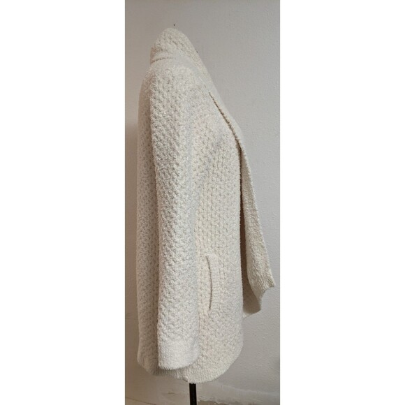 Women's Cream Color CozyChic® Honeycomb Shawl Cardigan Sweater Medium - Picture 10 of 13